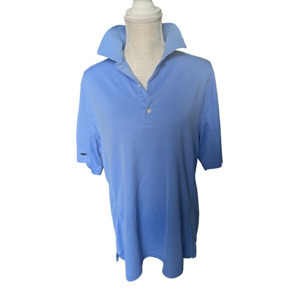 Greg Norman Blue Polo Shirt M/M Play Dry Short Sleeve Lightweight Golf Shirt - Picture 1 of 9